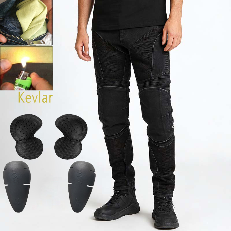Motorcycle Gear Mesh - Men Summer Kevlar Motorcycle Jeans Abrasion